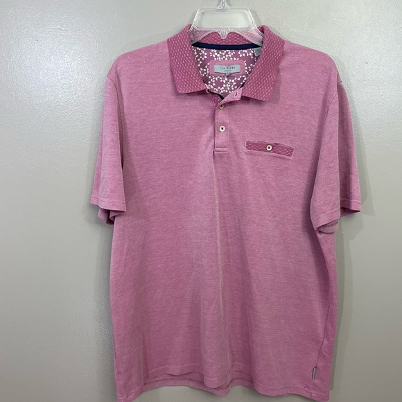 Ted Baker Polo Shirt men’s Small collar dusty rose heathered - Picture 1 of 12